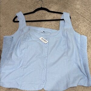 Old Navy Light Blue Button-Up crop Blouse